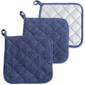 imageDII Basic Terry Collection Quilted 100 Cotton Pan Handle Black 3 PieceFrench Blue