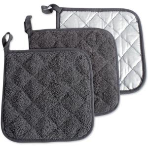 imageDII Basic Terry Collection Quilted 100 Cotton Pan Handle Black 3 PieceMineral Gray