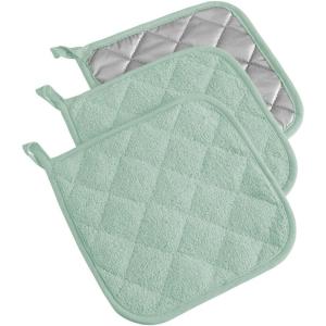 imageDII Basic Terry Collection Quilted 100 Cotton Pan Handle Black 3 PieceMint