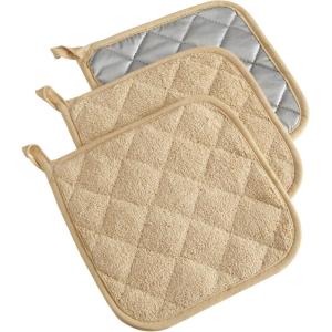 imageDII Basic Terry Collection Quilted 100 Cotton Pan Handle Black 3 PiecePebble