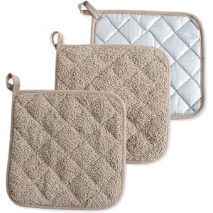 imageDII Basic Terry Collection Quilted 100 Cotton Pan Handle Black 3 PieceStone