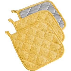 imageDII Basic Terry Collection Quilted 100 Cotton Pan Handle Black 3 PieceYellow