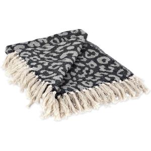 imageDII Bold Eclectic Leopard Woven Throw 50x60 Black with White SpotsBlack With White Spots