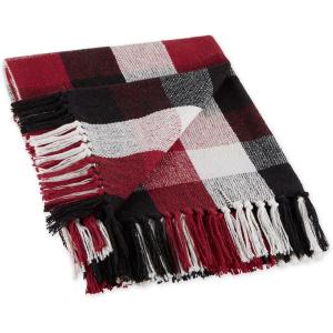 imageDII Buffalo Check Collection Rustic Farmhouse Throw Blanket with Tassles 50x60 NavyOffWhiteTri Color  Cardinal Red