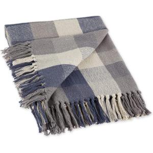 imageDII Buffalo Check Collection Rustic Farmhouse Throw Blanket with Tassles 50x60 NavyOffWhiteTri Color  French Blue