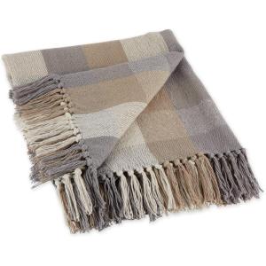 imageDII Buffalo Check Collection Rustic Farmhouse Throw Blanket with Tassles 50x60 NavyOffWhiteTri Color  Stone