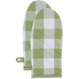 imageDII Buffalo Check Kitchen Collection Classic Farmhouse Kitchen Set Oven Mitt Gray ampamp White 2 PieceAntique Green