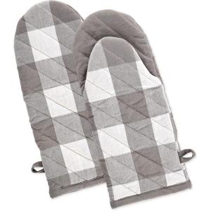 imageDII Buffalo Check Kitchen Collection Classic Farmhouse Kitchen Set Oven Mitt Gray ampamp White 2 PieceGray  White