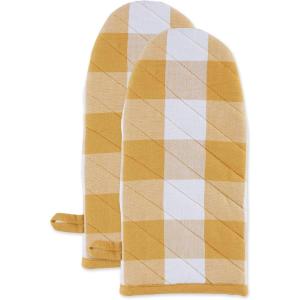 imageDII Buffalo Check Kitchen Collection Classic Farmhouse Kitchen Set Oven Mitt Gray ampamp White 2 PieceHoney Gold