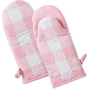imageDII Buffalo Check Kitchen Collection Classic Farmhouse Kitchen Set Oven Mitt Gray ampamp White 2 PiecePink White