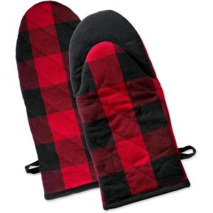 imageDII Buffalo Check Kitchen Collection Classic Farmhouse Kitchen Set Oven Mitt Gray ampamp White 2 PieceRed  Black