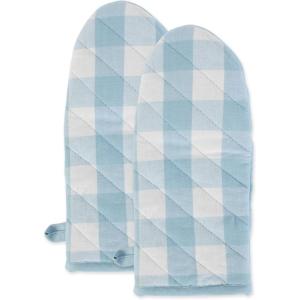 imageDII Buffalo Check Kitchen Collection Classic Farmhouse Kitchen Set Oven Mitt Gray ampamp White 2 PieceWhite  Light Blue