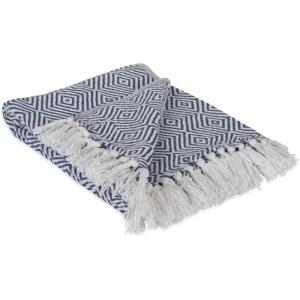 imageDII Diamond Throw Collection Woven Cotton 50x60 CinnamonFrench Blue