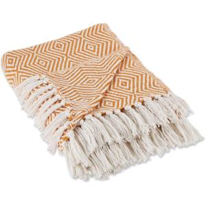 imageDII Diamond Throw Collection Woven Cotton 50x60 CinnamonPumpkin Spice