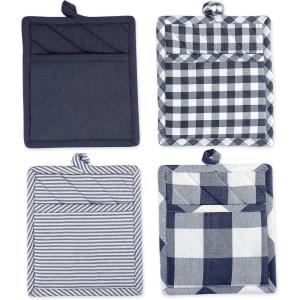 imageDII Gingham Check Kitchen Collection Navy Potholder SetNavy