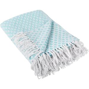 imageDII Global Mini Diamond Woven Throw 50x60 Nautical BlueAqua