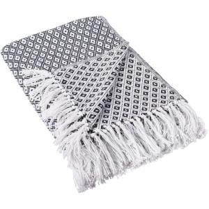 imageDII Global Mini Diamond Woven Throw 50x60 Nautical BlueBlack