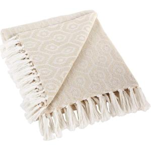 imageDII Modern Cotton Geometric Blanket Throw with Fringe for Chair Couch Picnic Camping Beach ampamp Keep Cozy with Everyday Use 50x60 OffWhiteOffwhite