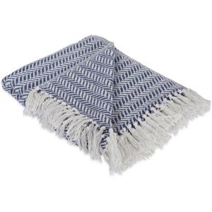 imageDII Modern Farmhouse Cotton Herringbone Blanket Throw with Fringe for Chair Couch Picnic Camping Beach ampamp Everyday Use 50 x 60  French BlueFrench Blue