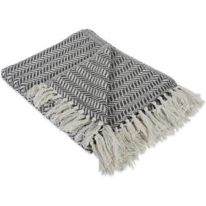 imageDII Modern Farmhouse Cotton Herringbone Blanket Throw with Fringe for Chair Couch Picnic Camping Beach ampamp Everyday Use 50 x 60  French BlueMineral Gray