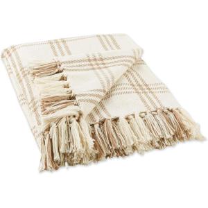 imageDII Modern Farmhouse Plaid Collection Cotton Fringe Throw Blanket 50x60 WhiteStoneWhiteStone