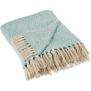 imageDII Rustic Farmhouse Double Diamond Woven Throw 50x60 French BlueAqua