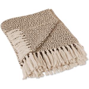 imageDII Rustic Farmhouse Double Diamond Woven Throw 50x60 French BlueBrown