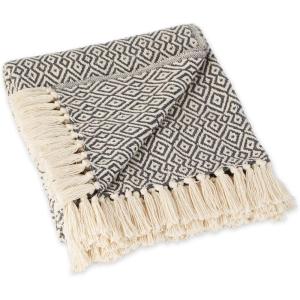 imageDII Rustic Farmhouse Double Diamond Woven Throw 50x60 French BlueMineral