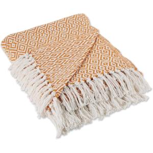 imageDII Rustic Farmhouse Double Diamond Woven Throw 50x60 French BluePumpkin Spice