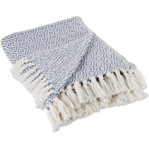 imageDII Rustic Farmhouse Double Diamond Woven Throw 50x60 French BlueStonewash Blue
