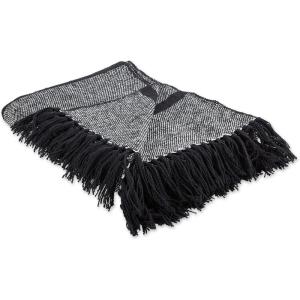 imageDII Stone Stripe Homespun Throw 50x60 with 25quot FringeBlack