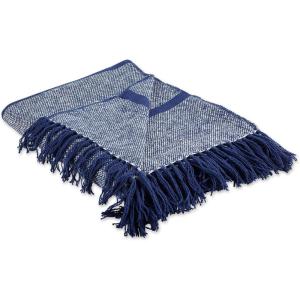 imageDII Stone Stripe Homespun Throw 50x60 with 25quot FringeNavy