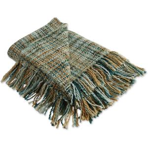 imageDII Textured Modern Varigated Acrylic Woven Throw 50x60Inch Black ampamp WhiteTeal