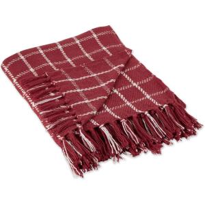 imageDII Transitional Checked Plaid Woven Throw 50x60 Barn RedBarn Red