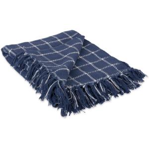 imageDII Transitional Checked Plaid Woven Throw 50x60 Barn RedFrench Blue