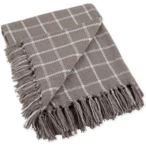 imageDII Transitional Checked Plaid Woven Throw 50x60 Barn RedGray