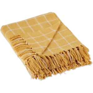 imageDII Transitional Checked Plaid Woven Throw 50x60 Barn RedHoney Gold