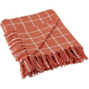 imageDII Transitional Checked Plaid Woven Throw 50x60 Barn RedSpice