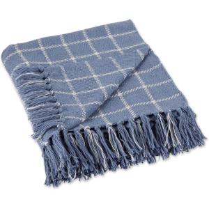 imageDII Transitional Checked Plaid Woven Throw 50x60 Barn RedStonewash Blue