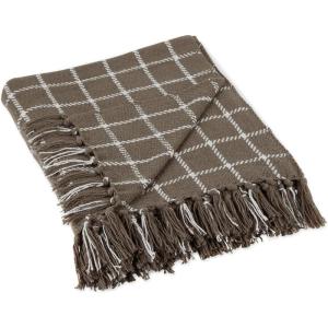 imageDII Transitional Checked Plaid Woven Throw 50x60 GrayBrown