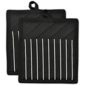 imageProfessional and Commercial Grade Chef Stripe Kitchen Potholders Tango RedBlack