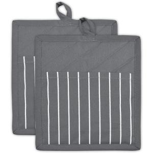 imageProfessional and Commercial Grade Chef Stripe Kitchen Potholders Tango RedGray