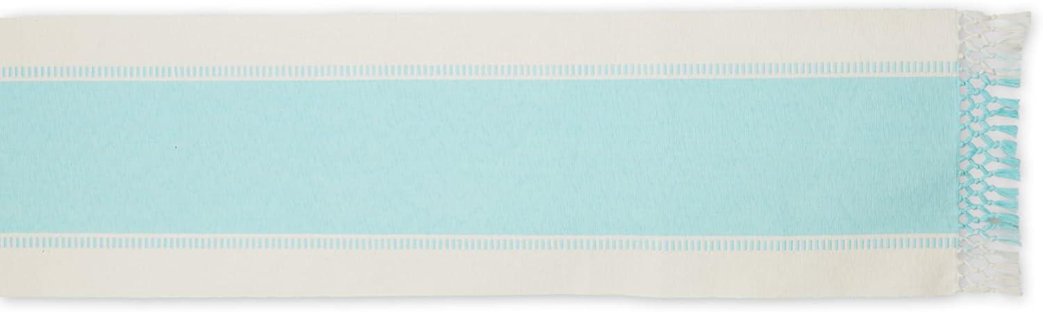 imageDII Dobby Stripe Woven Table Runner 13x108 13x1135 Fringe Included Mineral GrayAqua
