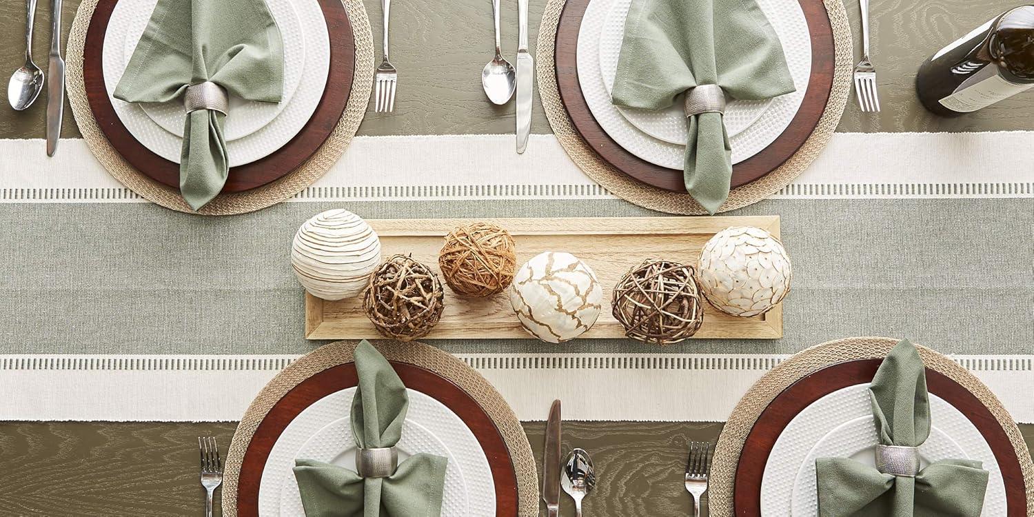 imageDII Dobby Stripe Woven Table Runner 13x108 13x1135 Fringe Included Mineral GrayArtichoke Green