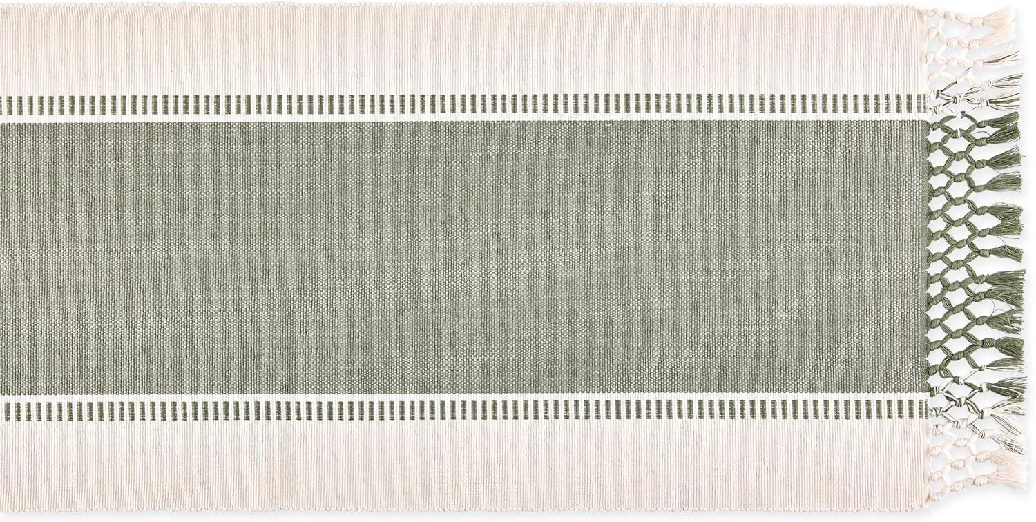 imageDII Dobby Stripe Woven Table Runner 13x108 13x1135 Fringe Included Mineral GrayArtichoke Green