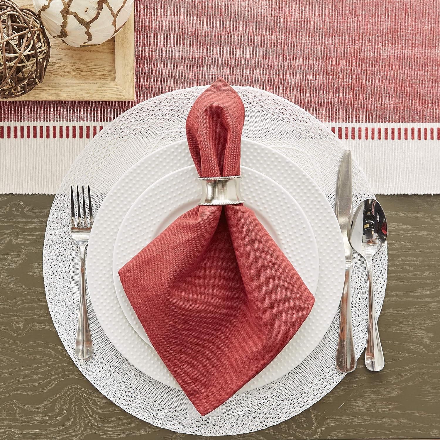 imageDII Dobby Stripe Woven Table Runner 13x108 13x1135 Fringe Included Mineral GrayBarn Red