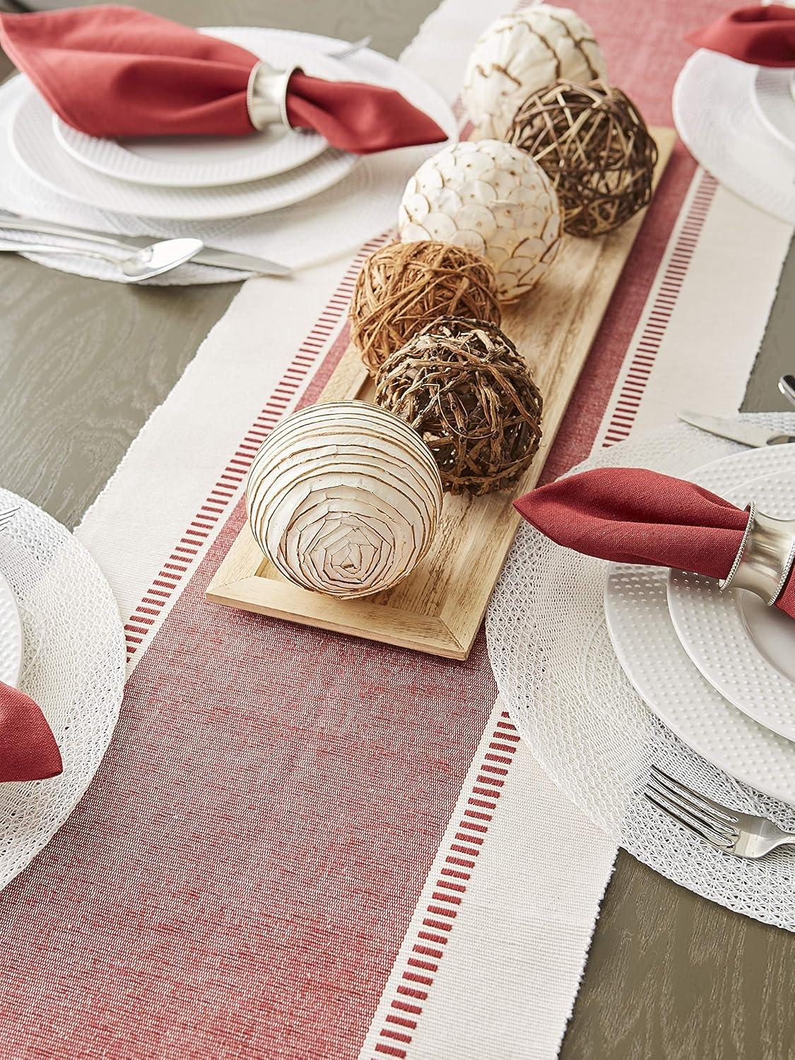 imageDII Dobby Stripe Woven Table Runner 13x108 13x1135 Fringe Included Mineral GrayBarn Red