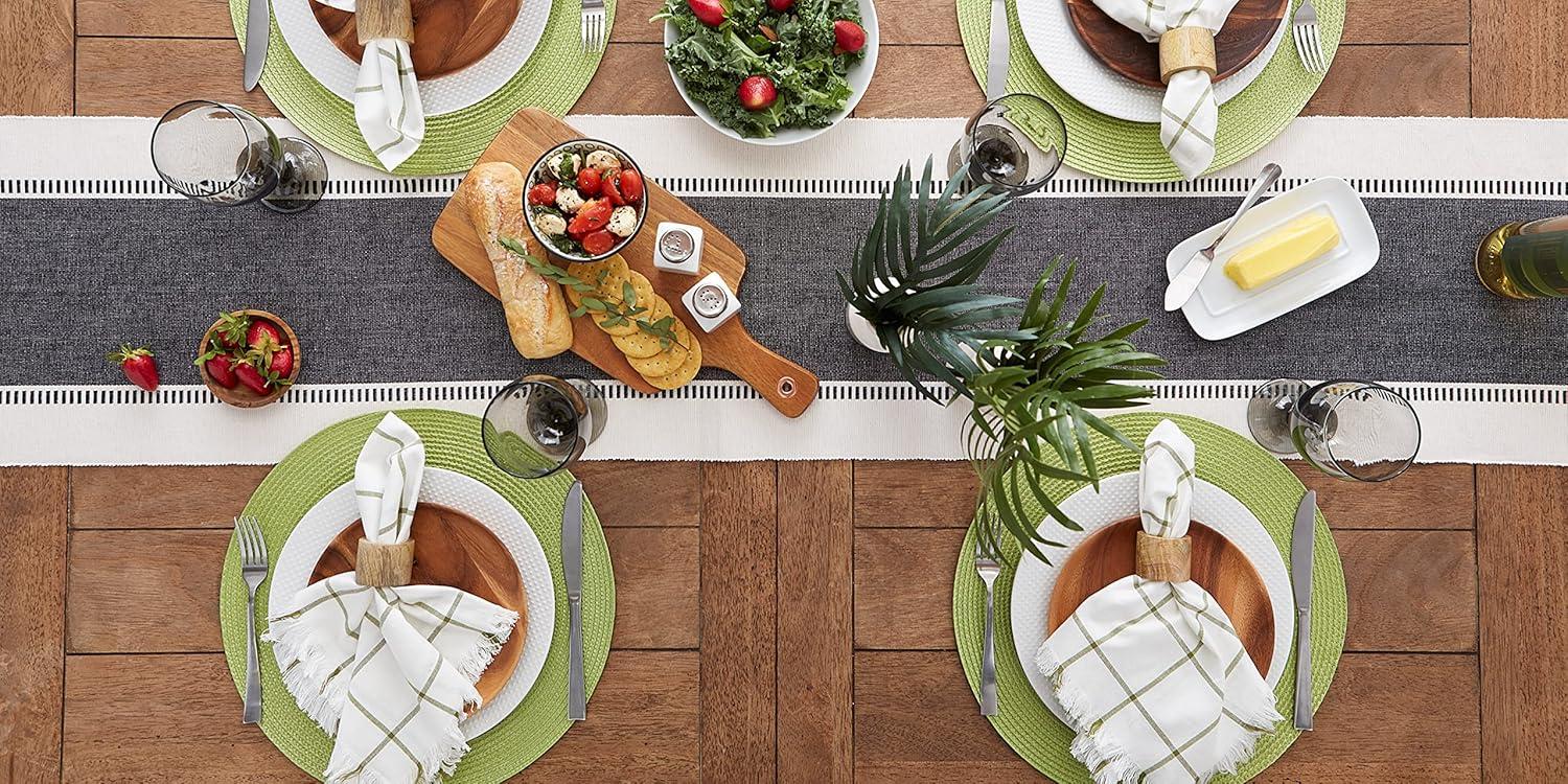 imageDII Dobby Stripe Woven Table Runner 13x108 13x1135 Fringe Included Mineral GrayBlack