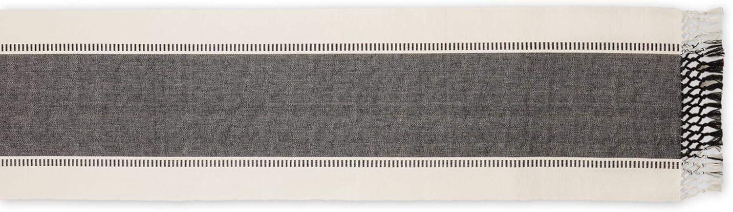 imageDII Dobby Stripe Woven Table Runner 13x108 13x1135 Fringe Included Mineral GrayBlack