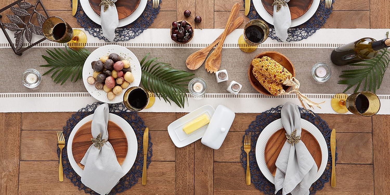 imageDII Dobby Stripe Woven Table Runner 13x108 13x1135 Fringe Included Mineral GrayBrown